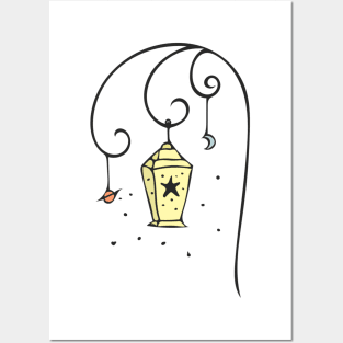 Hand Drawn Illustrations Fantasy Lamp Lantern Gift Posters and Art